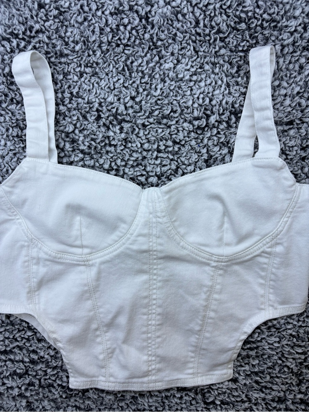 Y2K Zara Structured White Denim Bustier Corset Top Crop Camisole in XXL